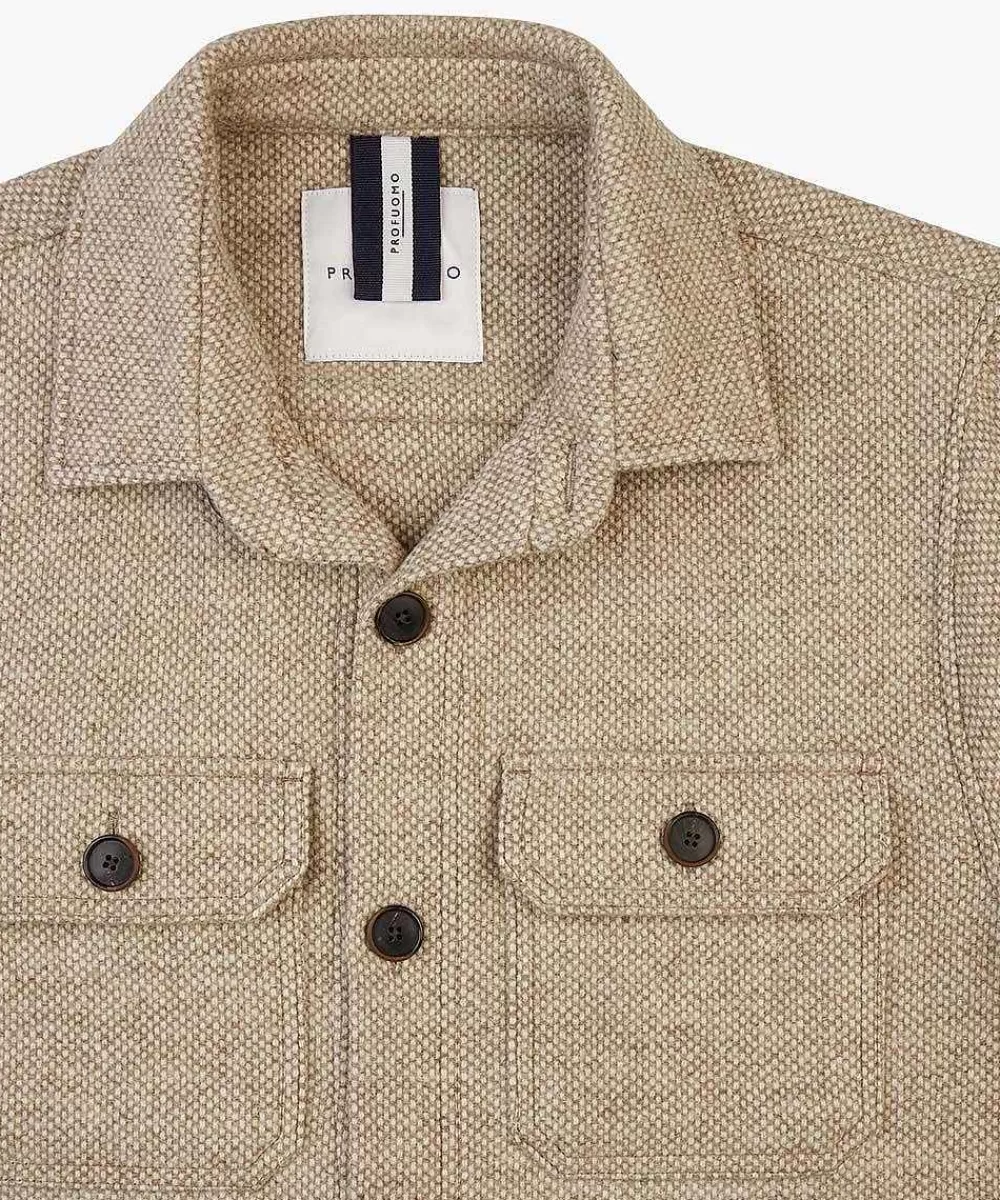 Store Beige Wool Textured Overshirt Overshirts