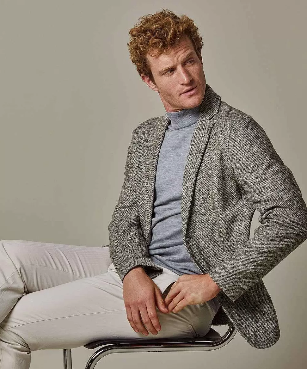 Discount Grey Melange Knitted Jacket Jackets