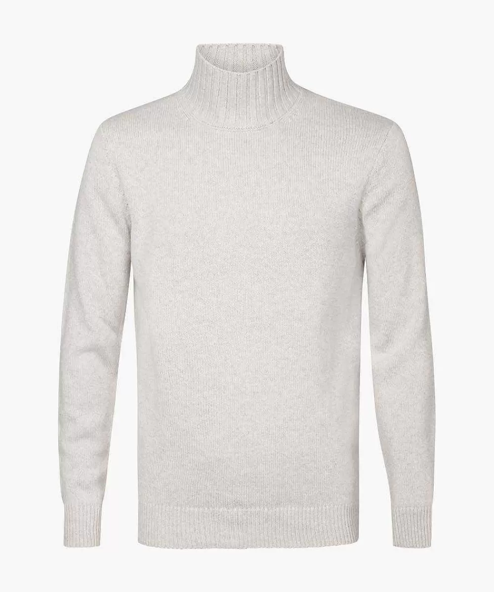 Fashion Grey Wool Mock Neck Roll Necks