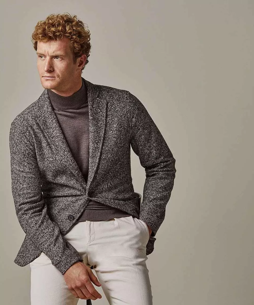 Cheap Herringbone Knitted Jacket Jackets